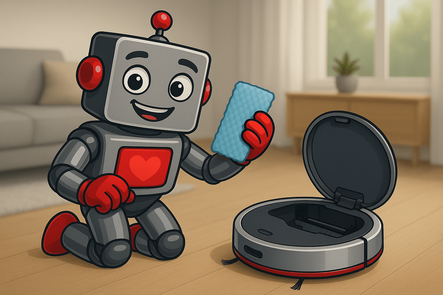 Robokamu huoltamassa robotti-imuria